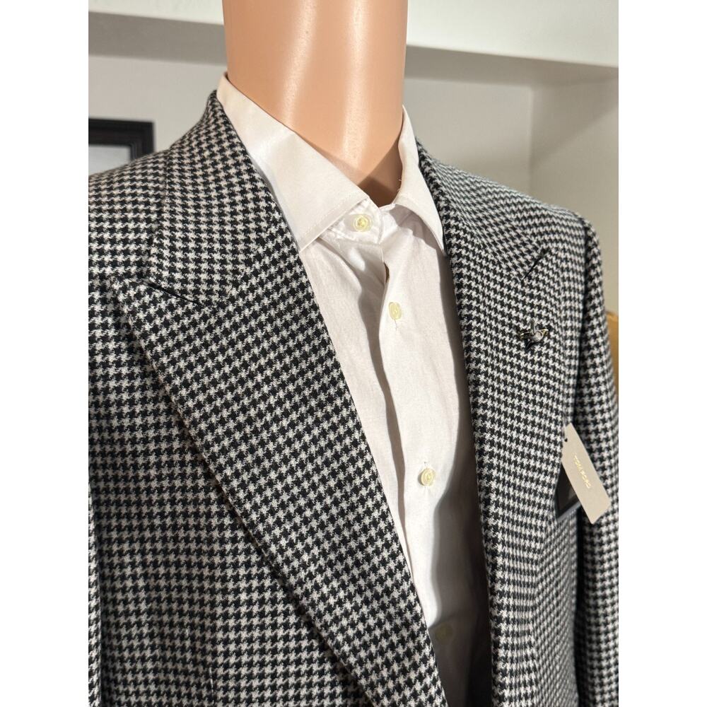 New Tom Ford Peak Lapel Shelton Houndstooth Wool Tweed Suit 48R 38R 33 Trousers - Picture 5 of 16